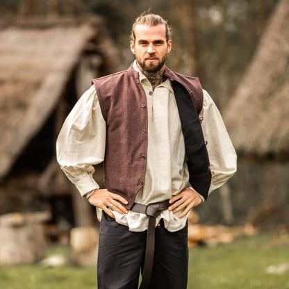 Brown Handwoven Cotton Viking Vest