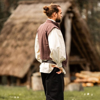 Brown Handwoven Cotton Viking Vest