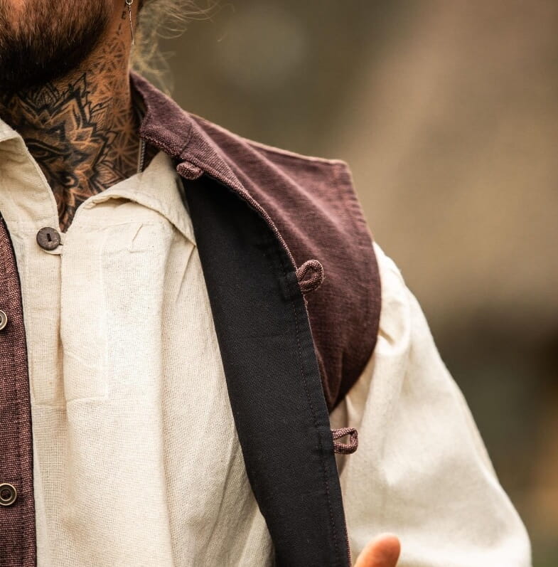 Brown Handwoven Cotton Viking Vest