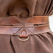 Brown Viking Belt | Twin Strap Faux Leather Medieval Waist Belt