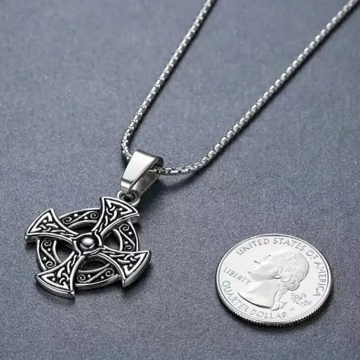 Celtic Cross Stainless Steel Pendant Necklace