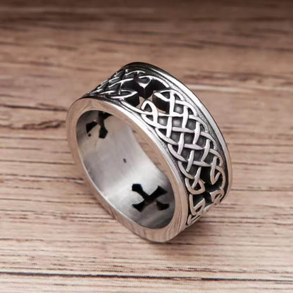 Celtic Knot Cross Stainless Steel Band Ring