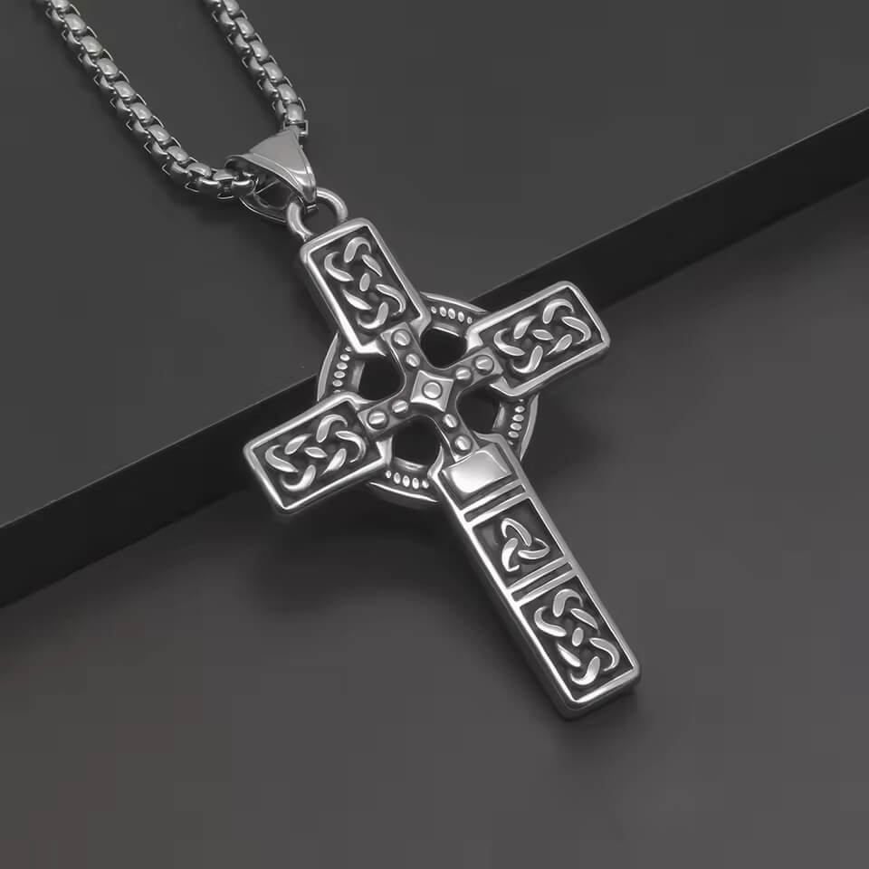 Celtic Knot Cross Stainless Steel Necklace
