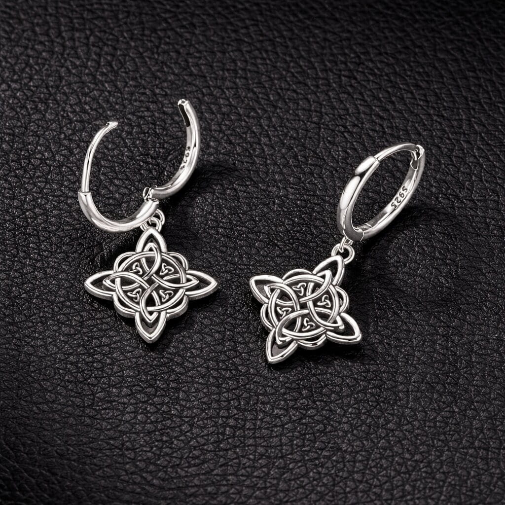 Celtic Knot Star Drop Earrings in Sterling Silver