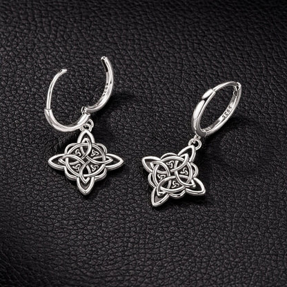 Celtic Knot Star Drop Earrings in Sterling Silver