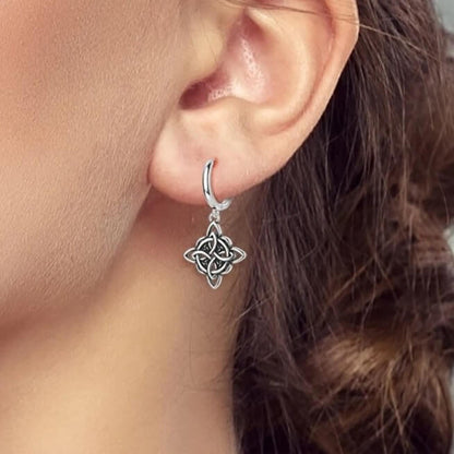 Celtic Knot Star Drop Earrings in Sterling Silver