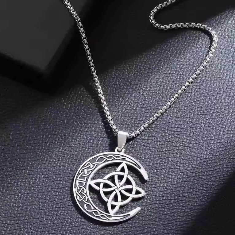Celtic Moon Knot Stainless Steel Necklace