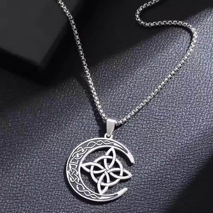 Celtic Moon Knot Stainless Steel Necklace
