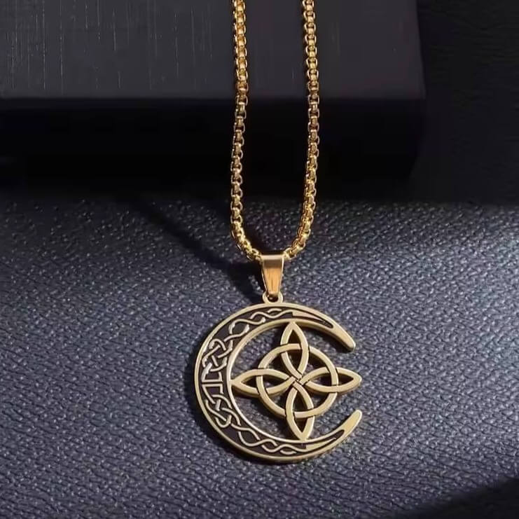 Celtic Moon Knot Stainless Steel Necklace
