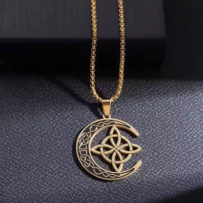 Celtic Moon Knot Stainless Steel Necklace