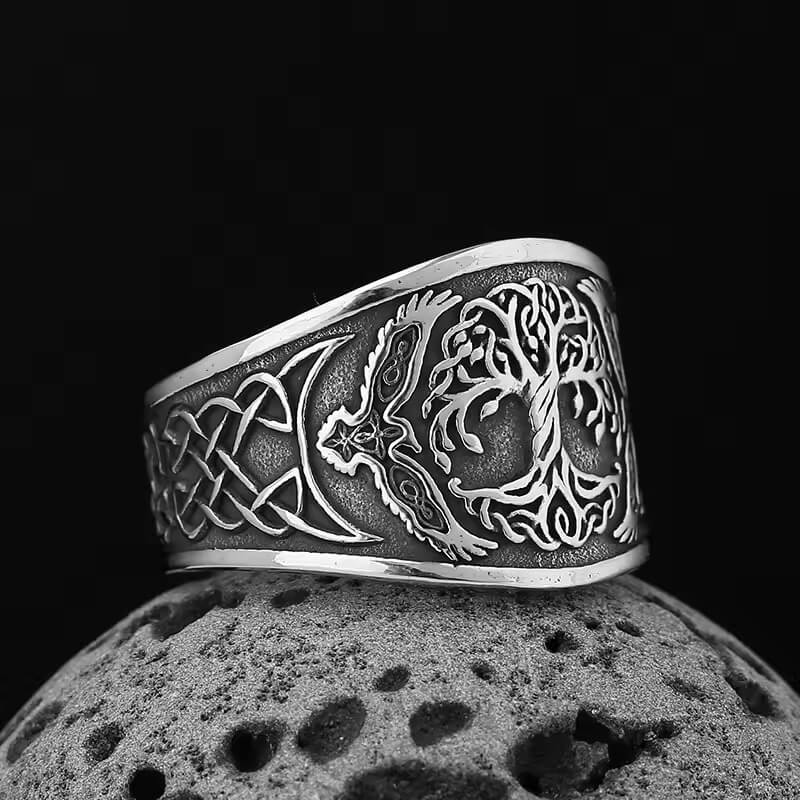 Celtic Tree of Life Raven Ring