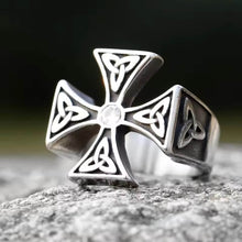 Celtic Trinity Cross Ring with Stone