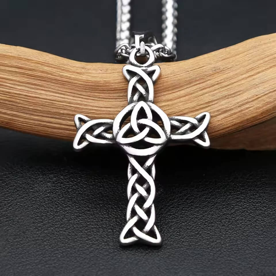 Celtic Trinity Knot Cross Stainless Steel Necklace