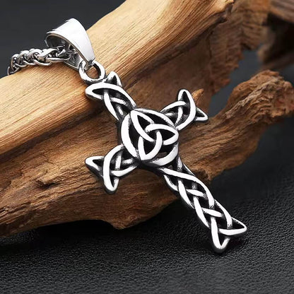 Celtic Trinity Knot Cross Stainless Steel Necklace