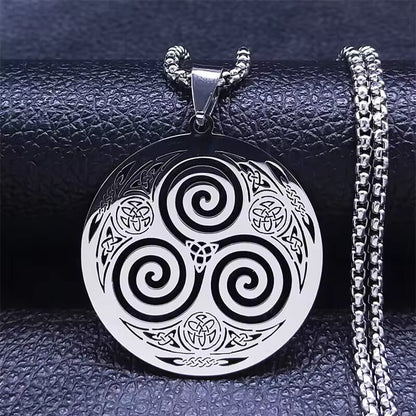 Celtic Triskelion Pendant Necklace with Trinity Knot Engraving