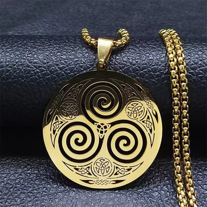 Celtic Triskelion Pendant Necklace with Trinity Knot Engraving