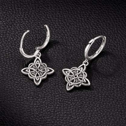 Celtic Knot Star Drop Earrings in Sterling Silver