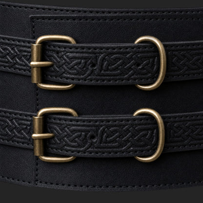 Thick Leather Viking Belt - Weapons Belt | Black Double Design