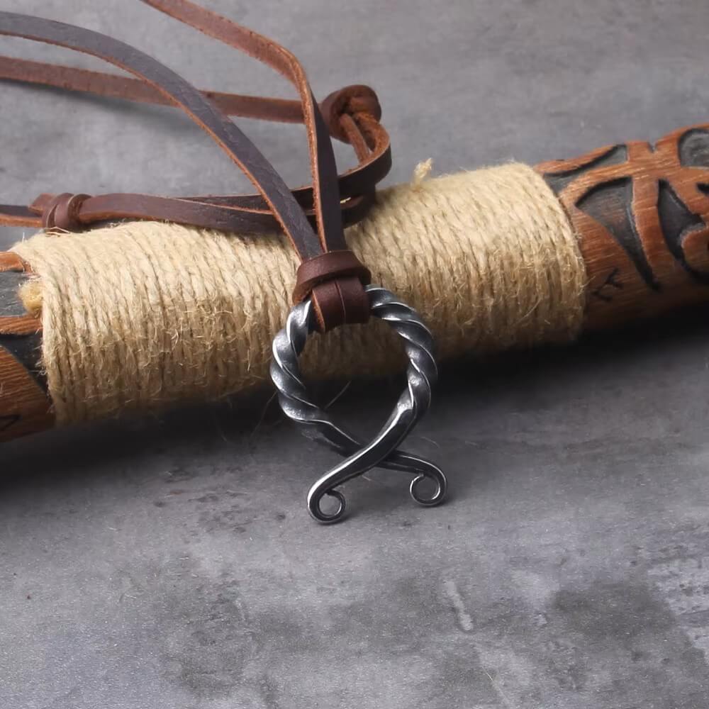 Hammered Iron Antiqued Troll Cross Pendant Necklace