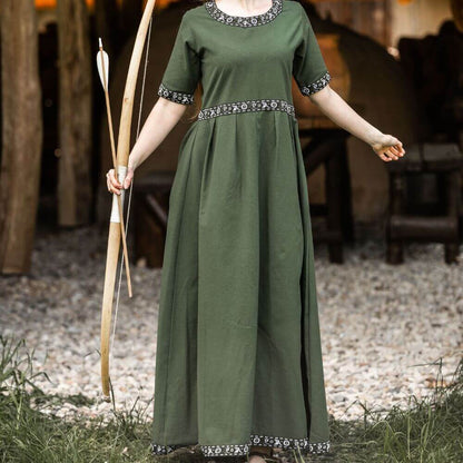 Noble short sleeve dress with border Ennlin Green S Noble short sleeve dress with border Ennlin Green S
