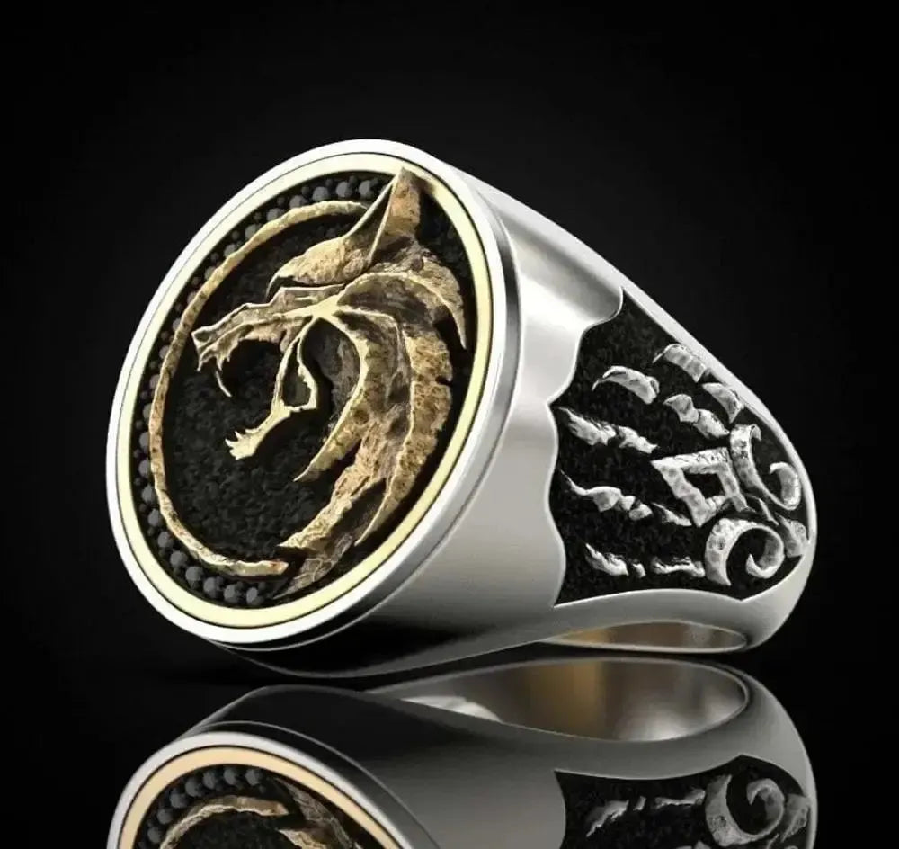 Norse Odin Fenrir Viking Ring with Embossed Paw | Silver or Gold-4-Viking Warrior