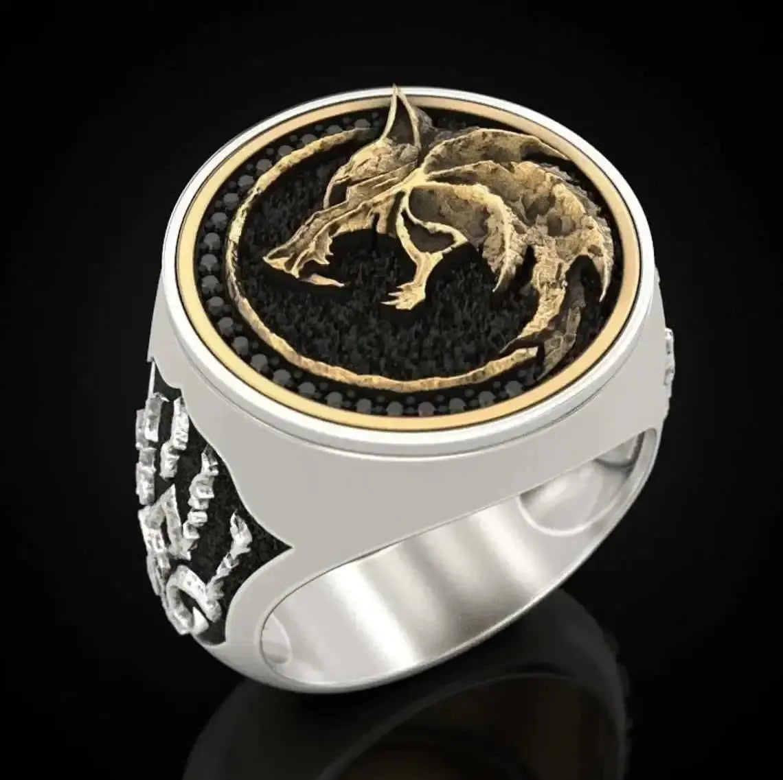 Norse Odin Fenrir Viking Ring with Embossed Paw | Silver or Gold-12-Viking Warrior