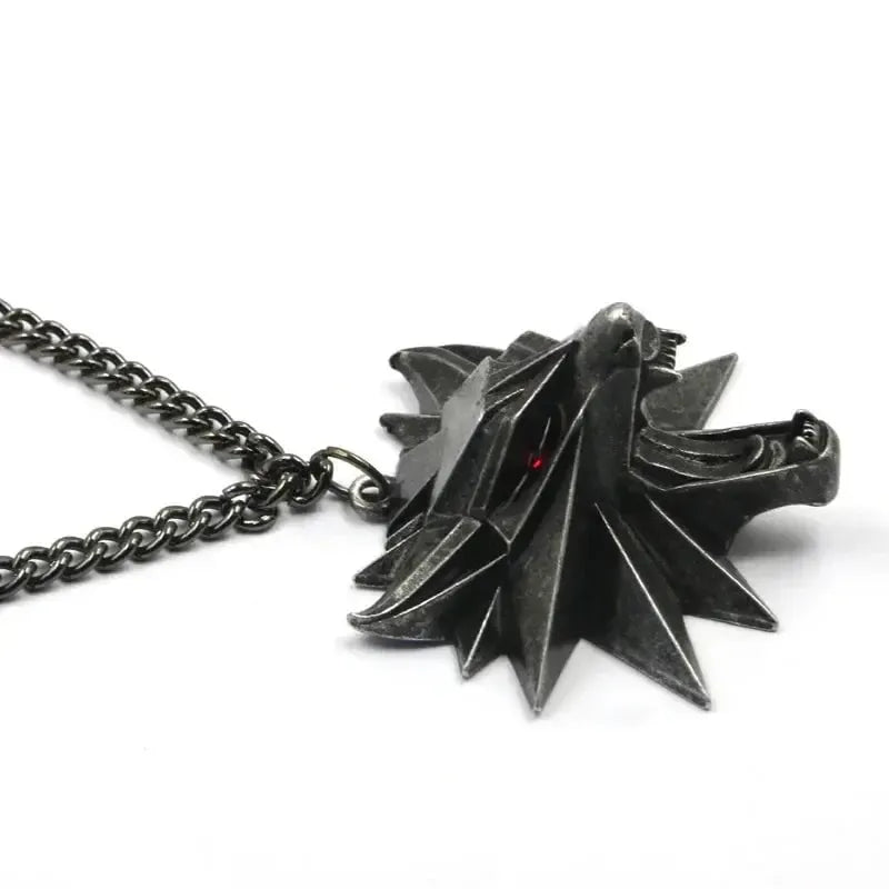 Viking Wolf Necklace | Darkened Steel with Colored Stone Eyes | Witcher Inspired-3-Viking Warrior
