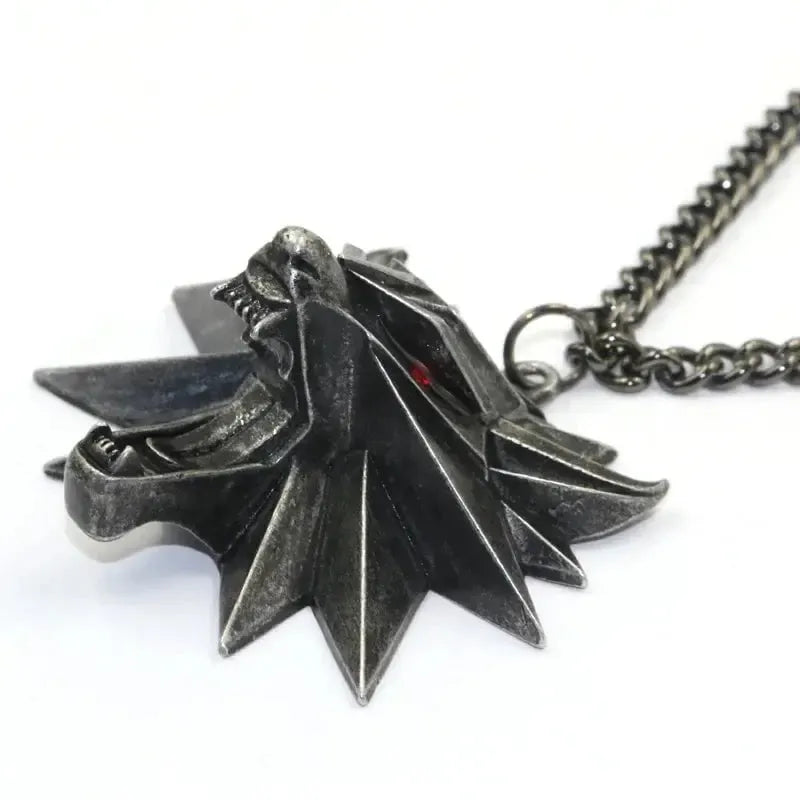 Viking Wolf Necklace | Darkened Steel with Colored Stone Eyes | Witcher Inspired-4-Viking Warrior