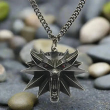 Viking Wolf Necklace | Darkened Steel with Colored Stone Eyes | Witcher Inspired-2-Viking Warrior