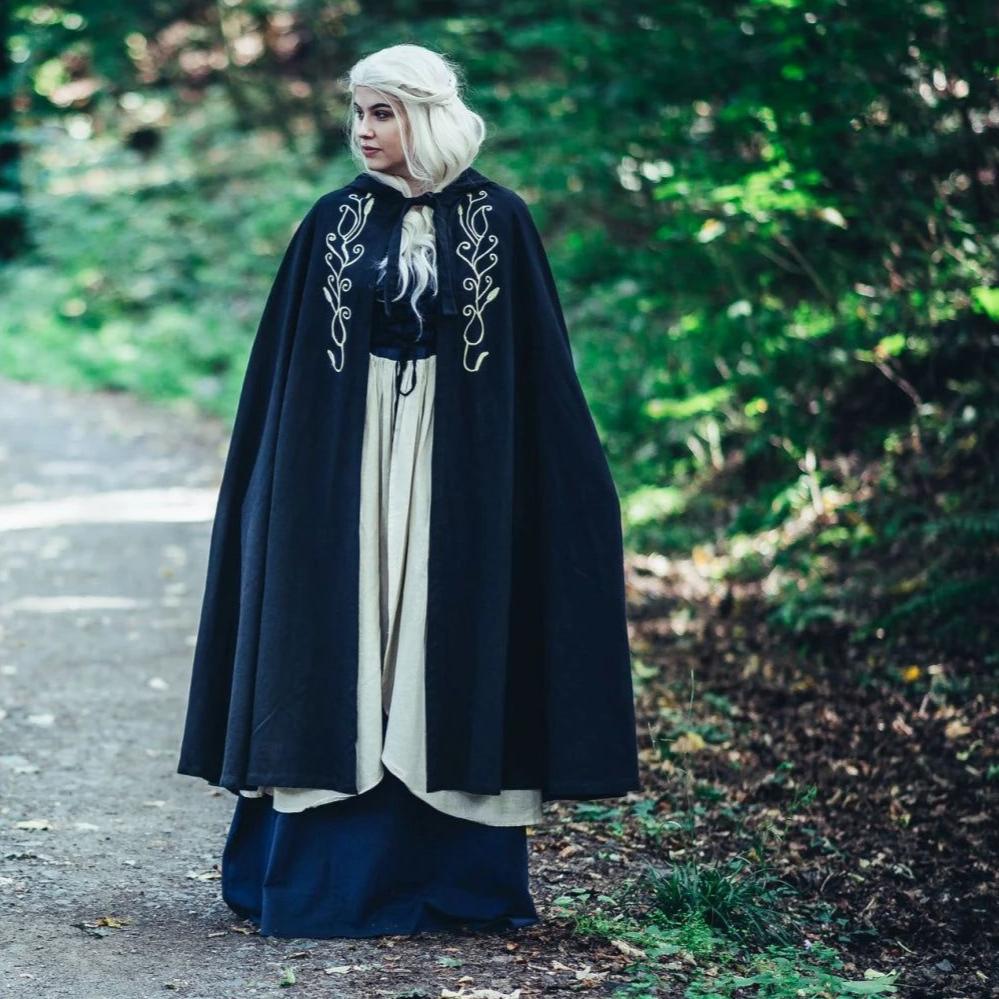 Viking Cloak with Hood and Embroidery
