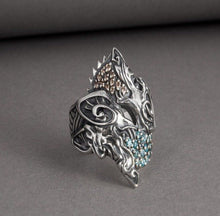 Unique Ancient Viking ring with wolfs Hati and Skoll, handcrafted Norse jewelry-2