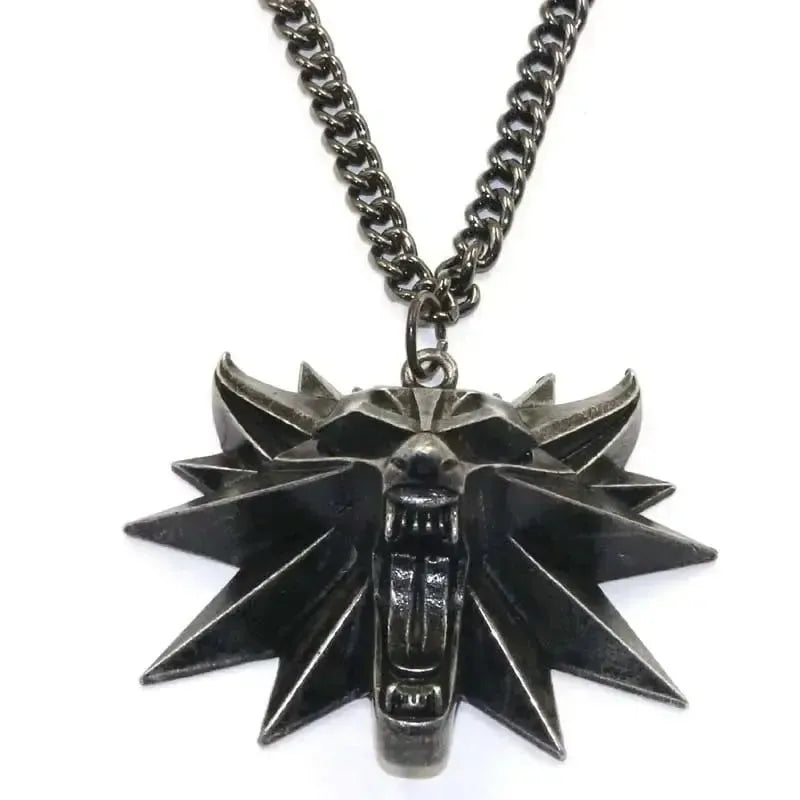 Viking Wolf Necklace | Darkened Steel with Colored Stone Eyes | Witcher Inspired-7-Viking Warrior