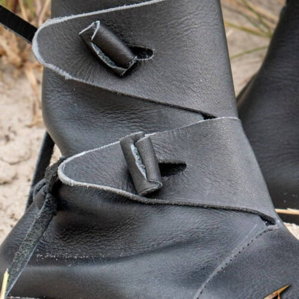 Jorik Leather Viking Ankle Boots – Black | Traditional Viking Craftsmanship