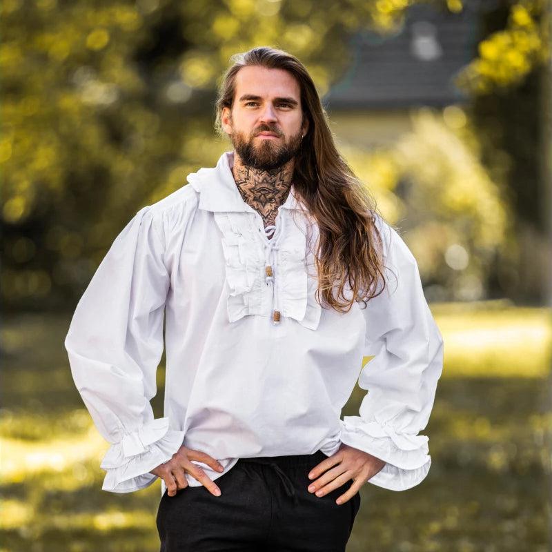 White Long Sleeve Shirt With Ruffles