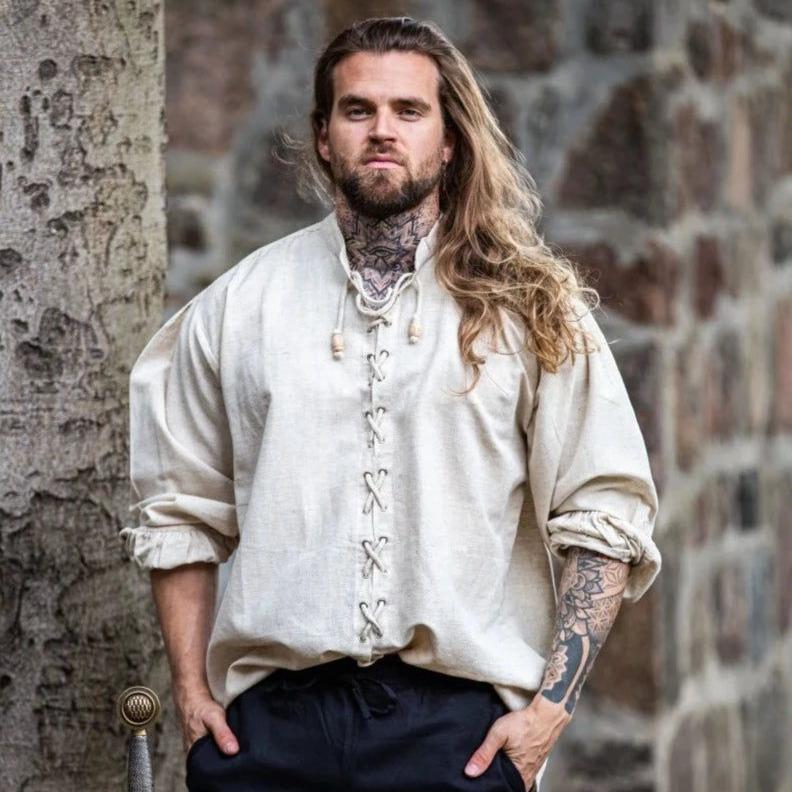 Laced Long Sleeve Viking Shirt | Adjustable Neckline-3-Viking Warrior