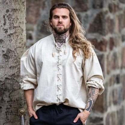 Laced Long Sleeve Viking Shirt | Adjustable Neckline-3-Viking Warrior