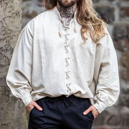 Laced Long Sleeve Viking Shirt | Adjustable Neckline-5-Viking Warrior