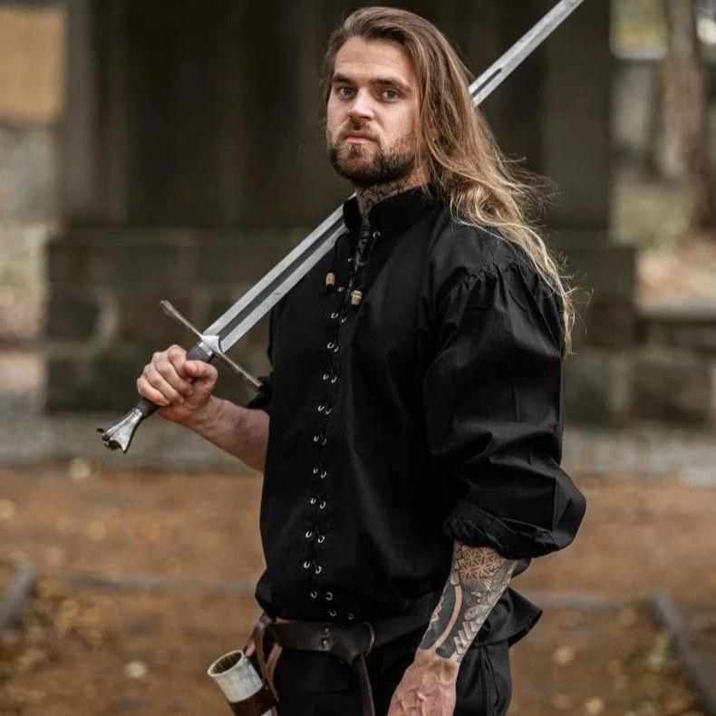 Laced Long Sleeve Viking Shirt | Adjustable Neckline-7-Viking Warrior