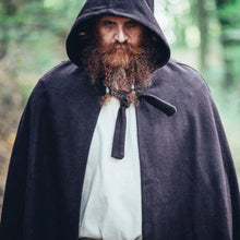 Black Viking Woolen Cloak With Long Hood