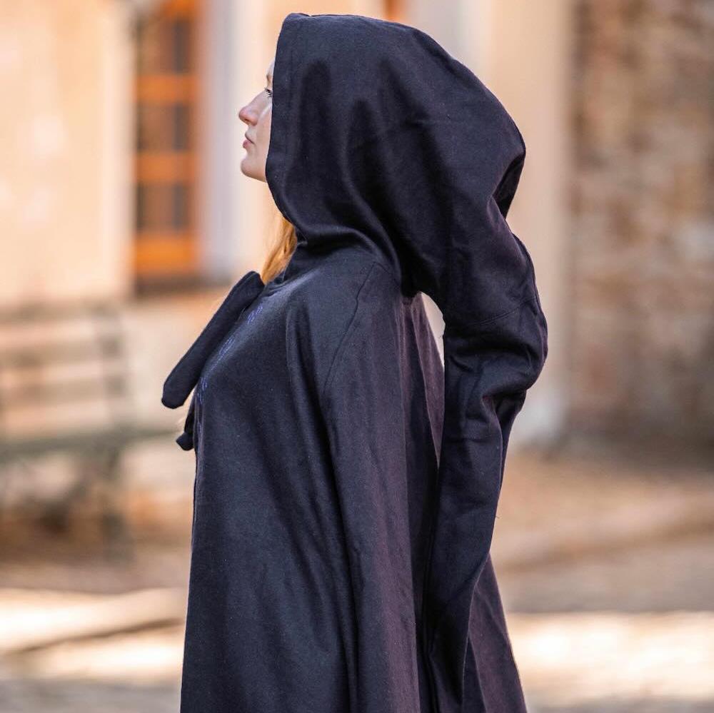 Long Wool Viking Cloak | Hand-Stitched Embroidery-5-Viking Warrior