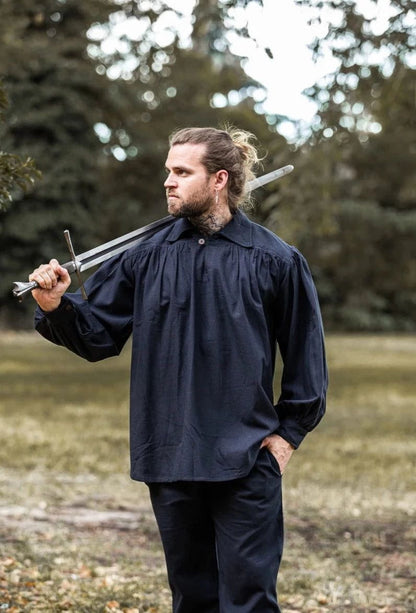 Loose Viking Shirt with Collar | V-Neck Design-10-Viking Warrior
