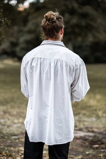 Loose Viking Shirt with Collar | V-Neck Design-7-Viking Warrior