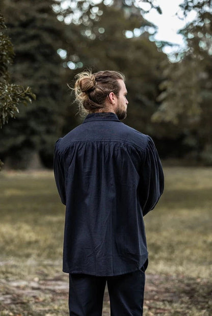 Loose Viking Shirt with Collar | V-Neck Design-9-Viking Warrior