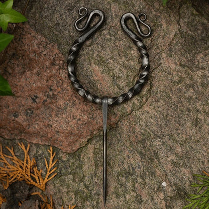 Penannular Twisted Steel Viking Cloak Clasp-2-Viking Warrior
