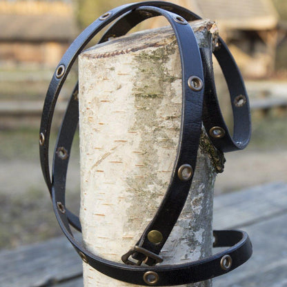 Leather Multi-Wrap Viking Bracelet | Buckle Closure | Brass Rivets-4-Viking Warrior