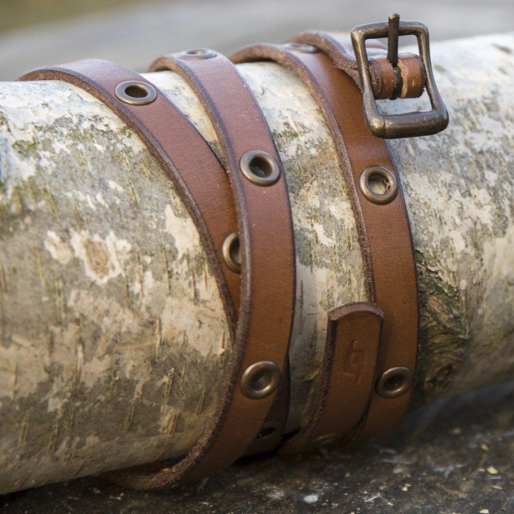 Leather Multi-Wrap Viking Bracelet | Buckle Closure | Brass Rivets-6-Viking Warrior