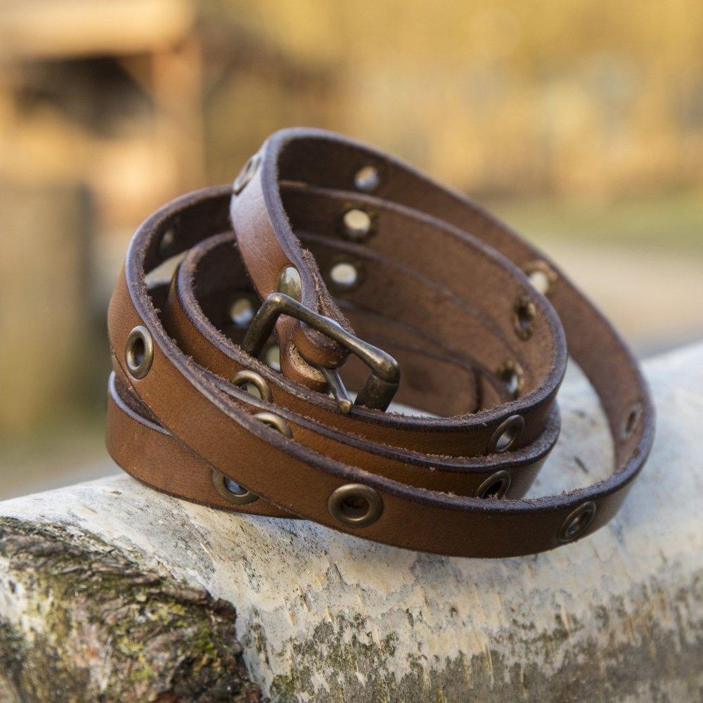 Leather Multi-Wrap Viking Bracelet | Buckle Closure | Brass Rivets-5-Viking Warrior