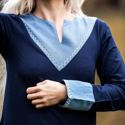 NEW Viking Dress - Dark Blue with LightBlue trim