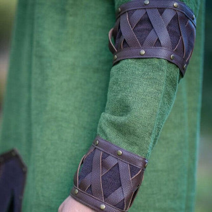 NEW Viking Tunic - Green with Ornate Leather Trim
