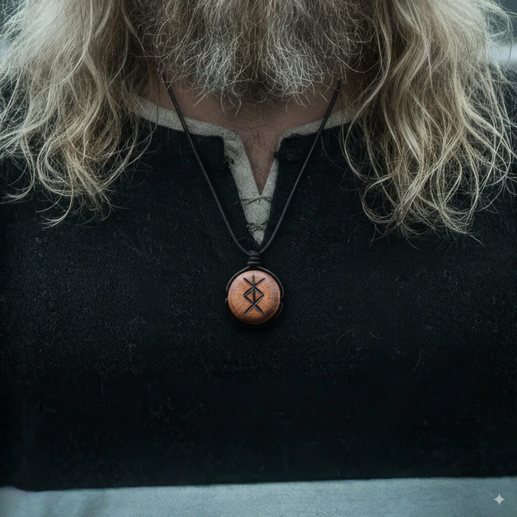 Protection Rune Necklace | Handmade Wooden Viking Pendant